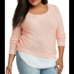 Torrid  Layered Sweater Pale Pink White size 3
